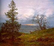 Johan Christian Dahl Evening Landscape with Shepherd Norge oil painting reproduction